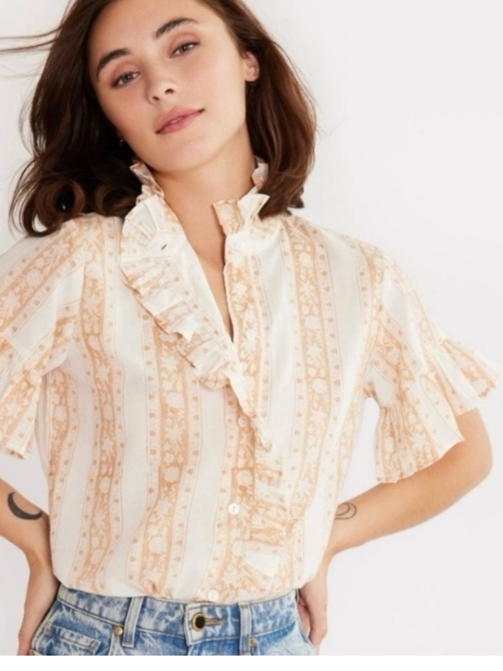 Mille Resort Wear Vanessa Top in Mumbai Floral Stripe